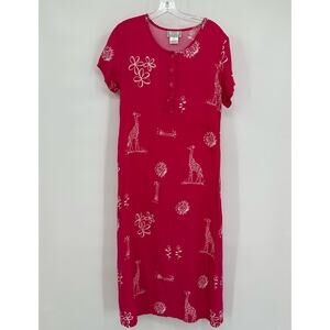 Desert Shores Women Dress Size S Boho Cottagecore Maxi Giraffe Print Red